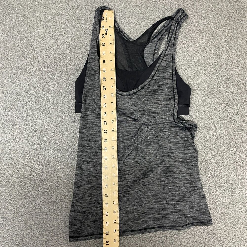 LULULEMON Glide and Stride Tank Heathered Black / Black‎ Size 10 Gray - Picture 5 of 6